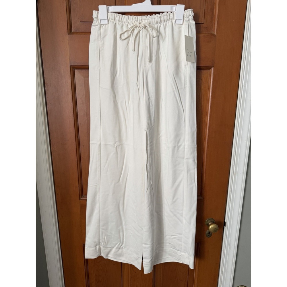 Women's A New Day White Pull-On Drawstring Wide Leg Pants Size XS Regular NWT